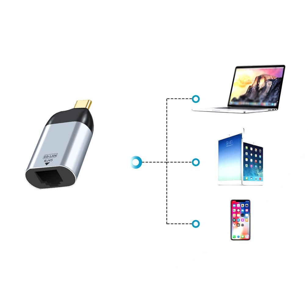 USB C to Ethernet Adapter Cable Creation Aluminum USB-C to RJ45 LAN Network Adapter Compatible with Thunderbolt 3