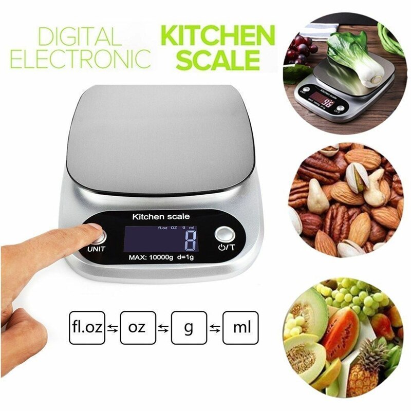 Báscula electrónica de cocina para el hogar, balanza de acero inoxidable para hornear alimentos, medición de peso con pantalla LCD, herramientas de precisión de equilibrio