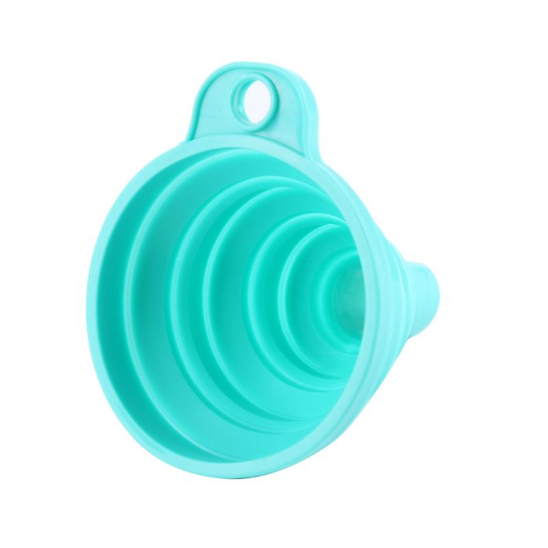 Mini Opvouwbare Trechter Silicone Inklapbare Trechter Opvouwbare Draagbare Trechters Kan Worden Opgehangen Huishoudelijke Vloeibare Doseren Keuken Gereedschap: blue