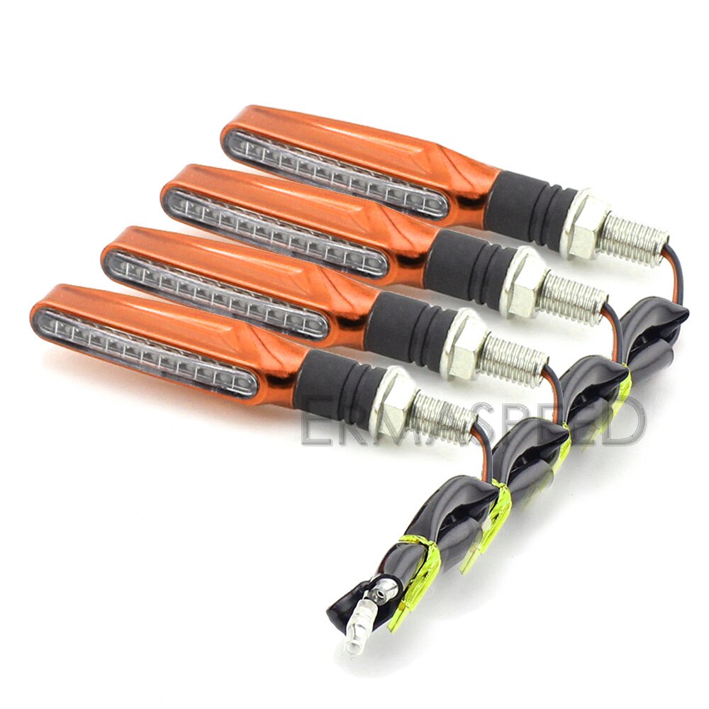 2 Pairs Universal Motorcycle LED Turn Signal Light Indicator Flasher Light Flexible Amber Blinker Lamp Light for Moto motorbike: Orange
