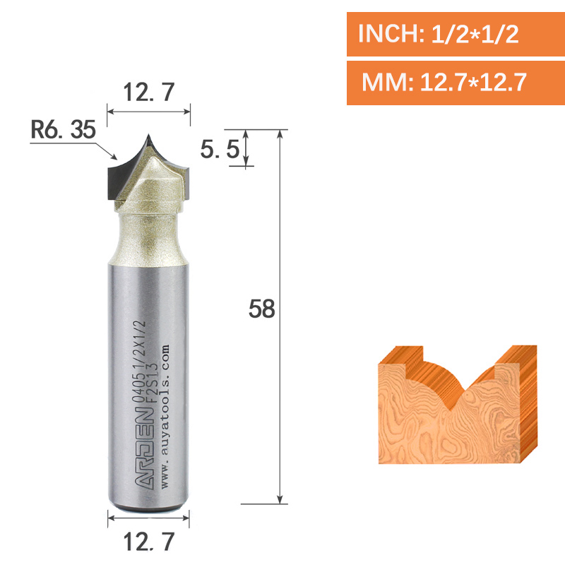 Punta de corte de punta dorada, herramienta de tallado de carburo, punta afilada para carpintería, fresa de borde de arco, broca enrutadora de grabado MDF: 26mm