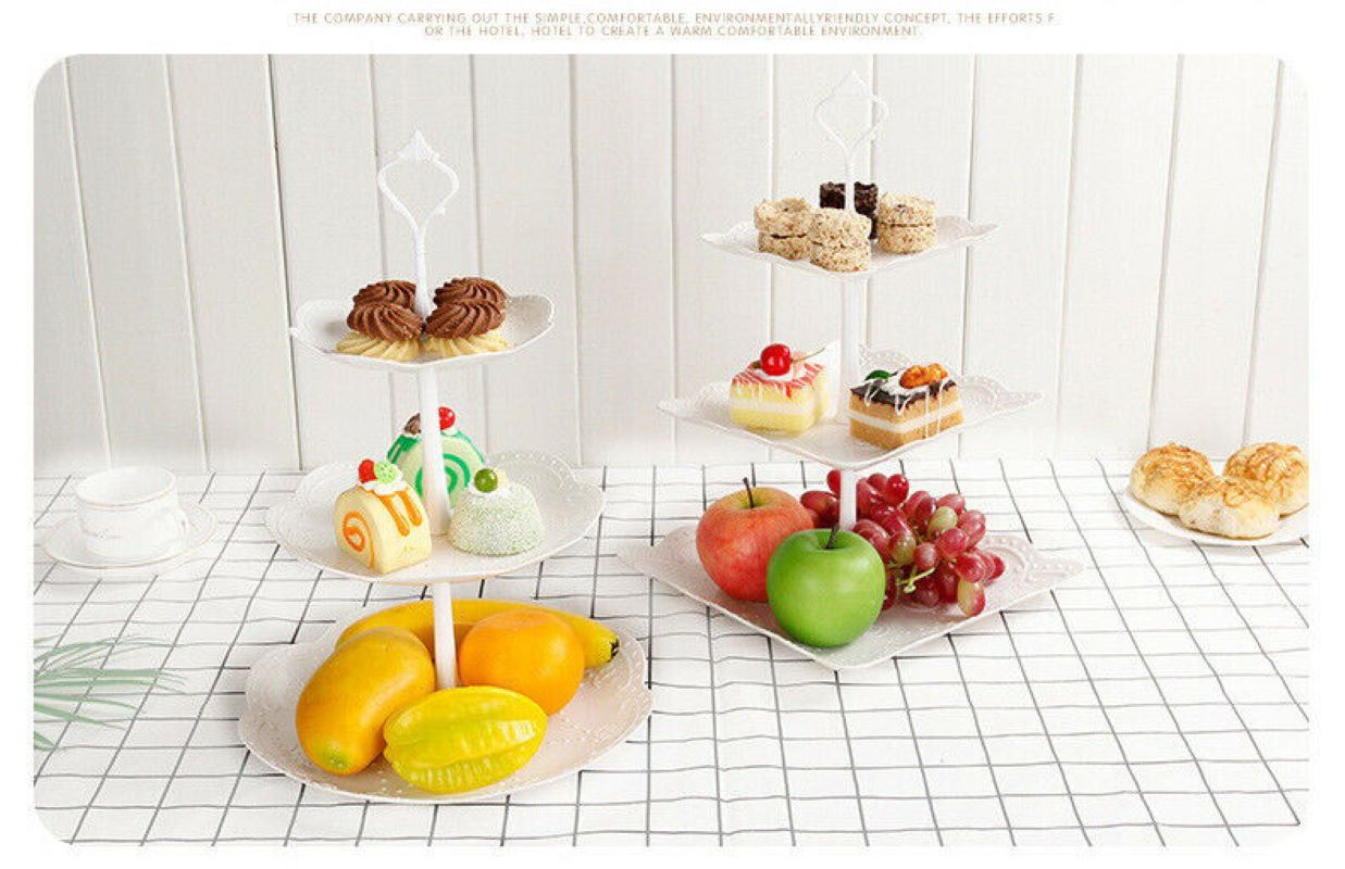 3 Tier Cake Stand Afternoon Tea Stand Wedding Plates Party Tableware Embossed