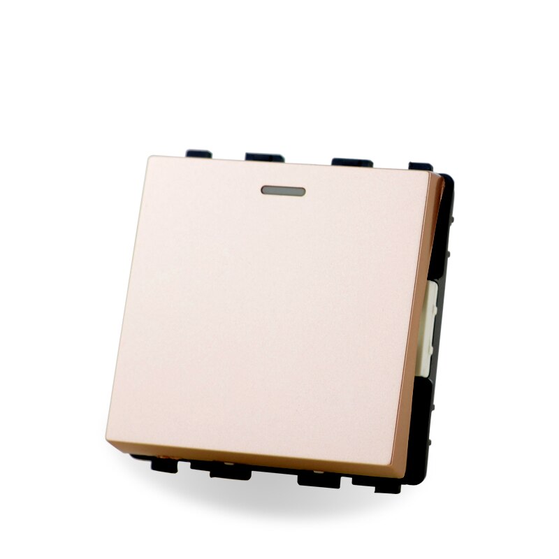 S Series- 1 Gang 1 2 Way Light Switch Lamp Light Function Module DIY Socket Switch Accessories 250V 16A Free Combination: 2 Way / 1 Gang Gold