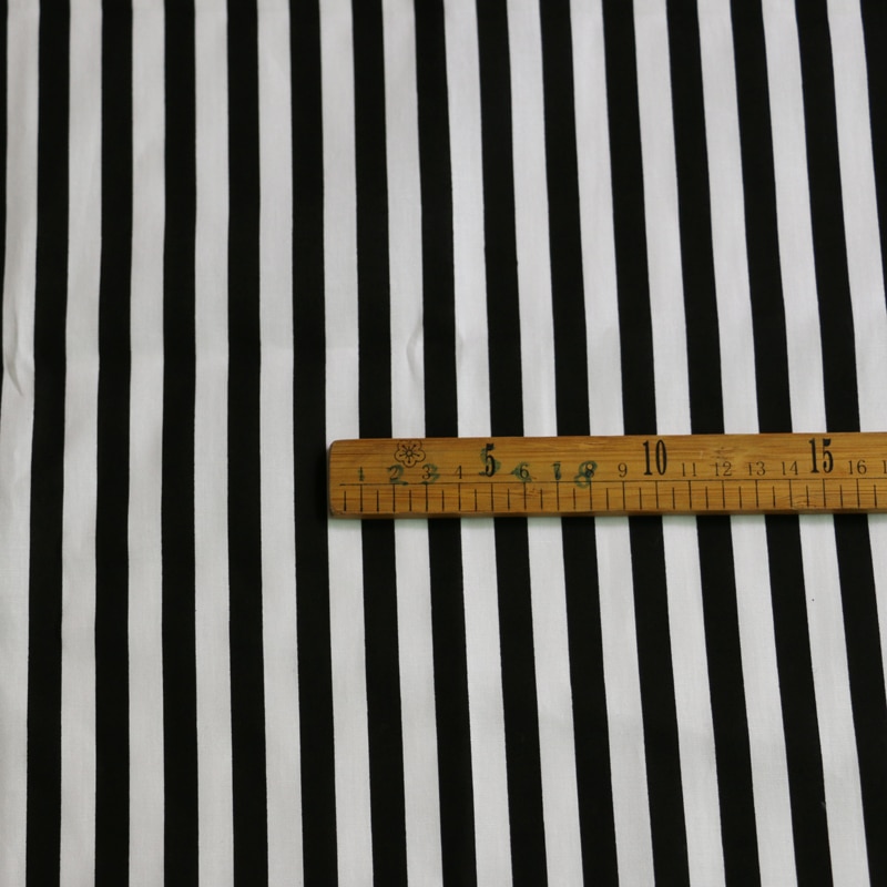 Black white stripe cotton fabric natural dress shirt material 100*145cm