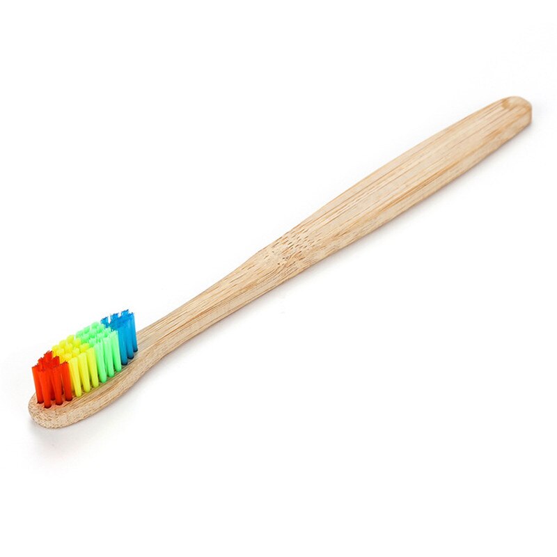 Rainbow 1 PC Natureza Punho De Madeira Cabeça escova de Dentes de Cerdas Macias Escova De Bambu Colorido Para Oral Care: Default Title