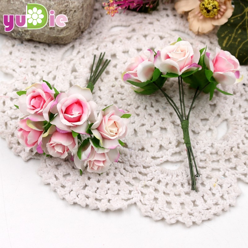 60 stücke Mini Mehrfarbig künstliche seide seide Rose hochzeit dekoration DIY kranz Kasten Clip kunst handgemachte falsche blume dekoration: Rosa