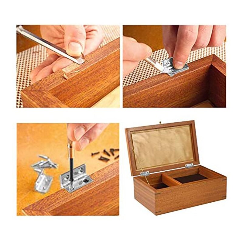 6-Hole Door Hinge 48Mm X 33Mm Long Folding Hinge Silver Metal Door Hinge 10 Pcs