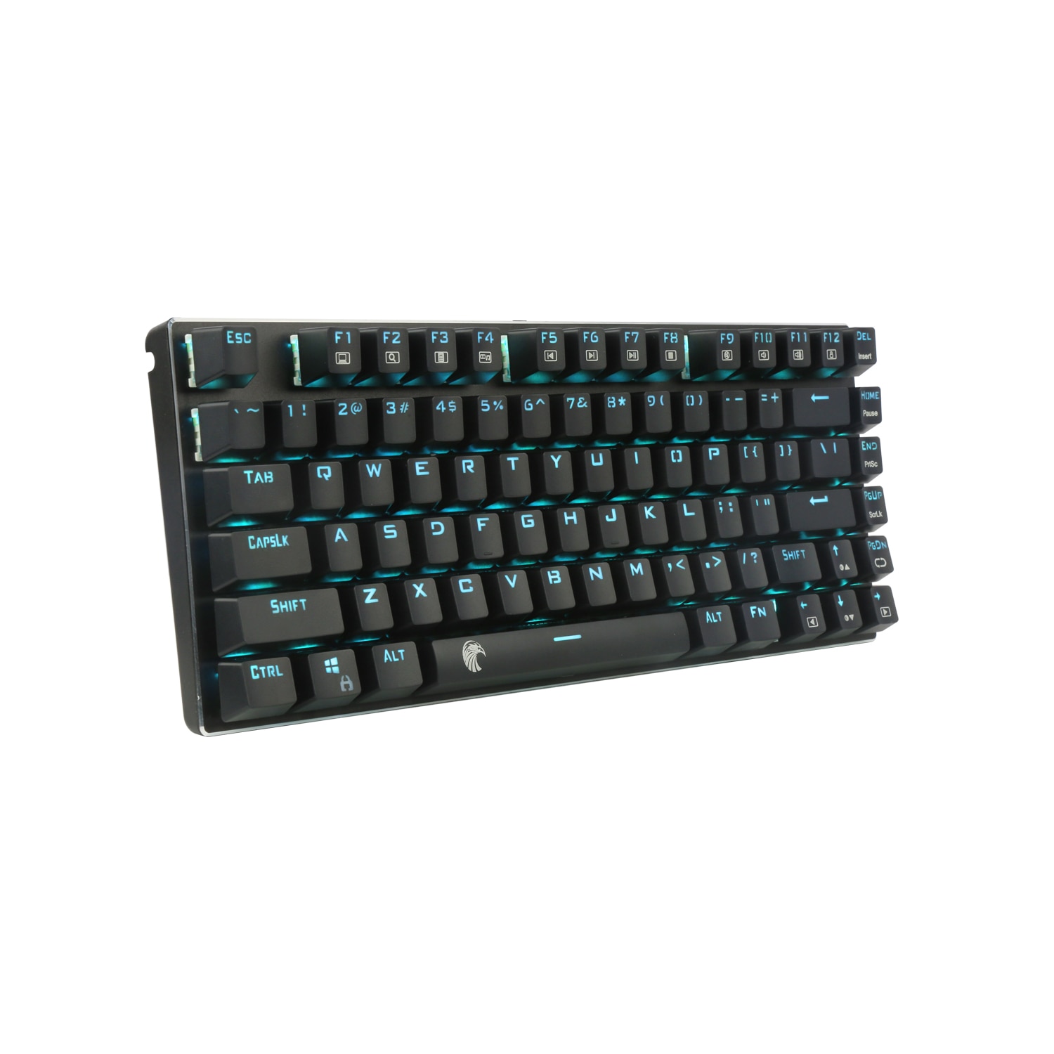 Mechanisch gamingtoetsenbord e-element  z88 met blauwe schakelaars, cyaan led-achtergrondverlichting, waterbestendig, compact, 81 toetsen, anti-ghost, zwart