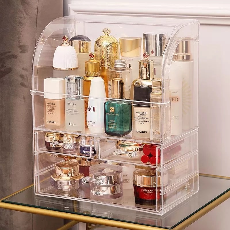 Drawers Makeup Organizer With Lid Clear Jewelry Storage Box Large Storage Case Clear/Transparent Desk Organizer