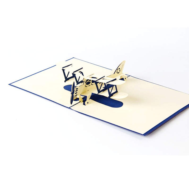 Doreenbeads 3d kort flyvemaskine blåt cover barn drenge mænd fødselsdag tilbage til skolen afgangskort papir skulptur 1pc