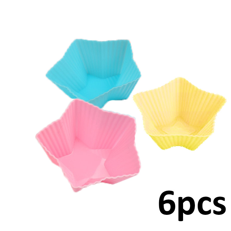 12 stuks siliconen cake cupcake cup cake tool bakvorm siliconen bakvorm cupcake en muffin cupcake voor doe-het-zelf in willekeurige kleur: 6 stuks pentagram