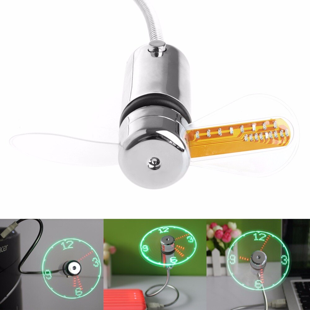 40Cm Cooling Flexibele Usb Powered Led Knippert Tijd Display Functie Klok Fan