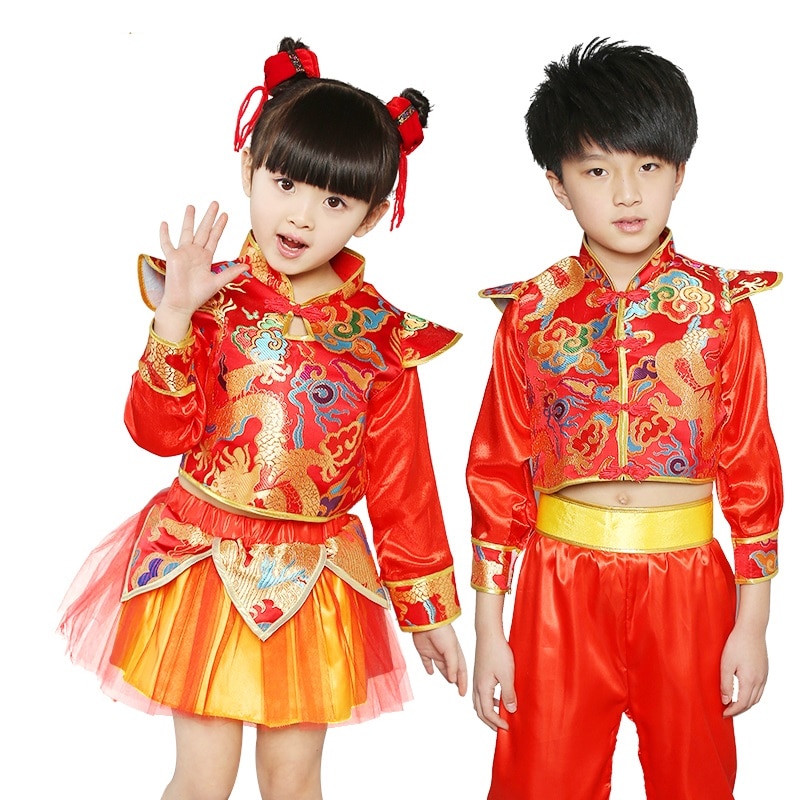 girls kung fu clothing boys dance chinese dragon costume for kids chinese folk dance costume costumes