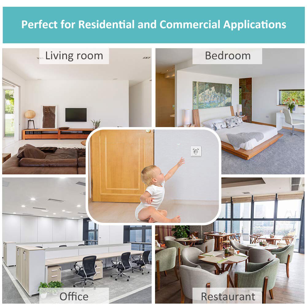 USB Wall Socket Electrical 1/2 Way Plug Power Outlet 16A Flush Mounted EU Square Schuko for Smartphone Tablet MP3 Office Kitchen