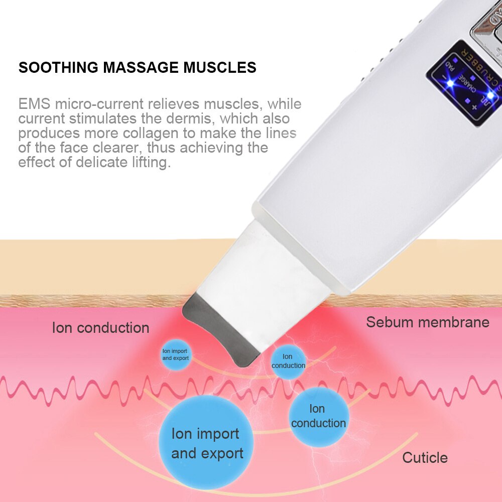 Ultrasonic Face Cleaning Skin Scrubber Facial Cleaner Skin Peeling Blackhead Removal Pore Cleaner Face Scrubber