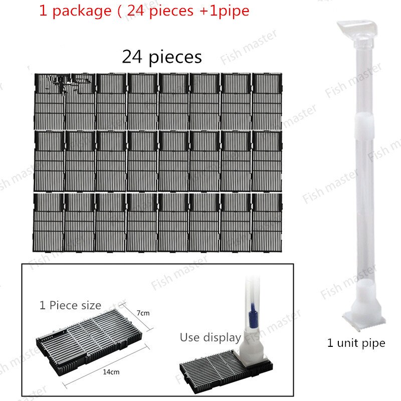 aquarium fish tank under gravel filter bottom sand filter 12/16/20/24/28/32 pcs plates+ extensible pipe: 24 pieces and 1 pipe