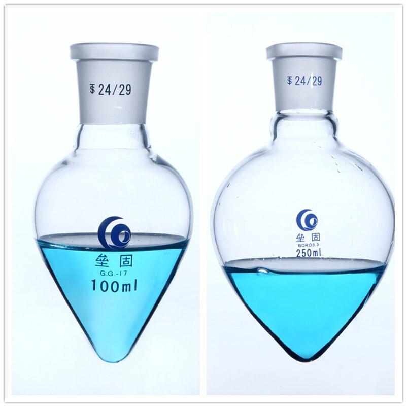 Matraz de vidrio en forma de pera, frasco de cono de vidrio de borosilicato, resistencia a altas temperaturas, equipo de laboratorio inferior ogival