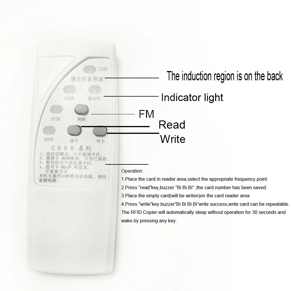 Rfid id-kort duplikator kopimaskine 125/250/375/500 khz  cr66 rfid scanner programmør læser writer duplikator
