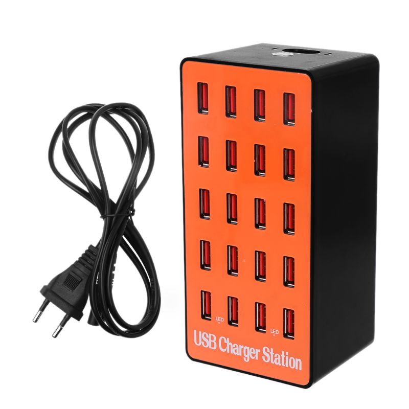 20-Port USB Hub Ladegerät Power Adapter Wand Schnelle Lade Dock Station 100W für Apple iPhone iPad Samsung huawei Smartphone Tabelle: O-EU