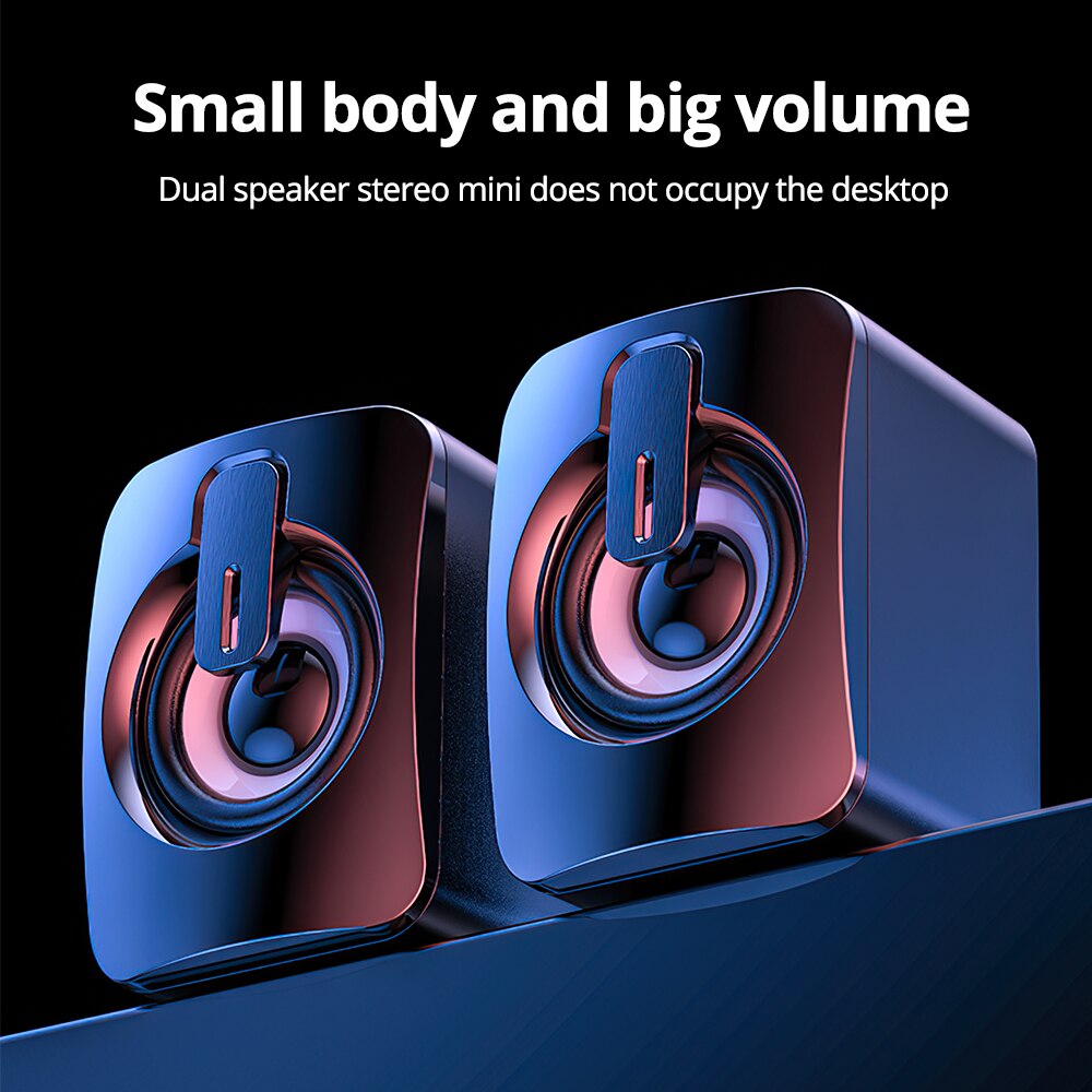 Computer Speaker 4D Surround Sound Mini Subwoofer Music Speaker for Laptop Notebook PC Phone Stereo Bluetooth Loudspeaker