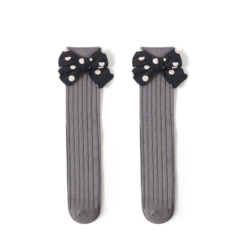 Warmom calzini per bambini calzini per bambina calzini alti lunghi in cotone morbido calzini per bambini calzini alti per bambina in cotone accessori: GRAY