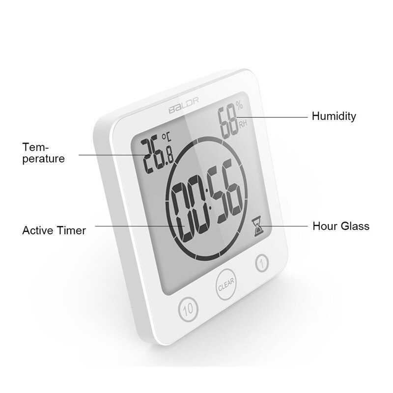 LCD Screen Waterproof Digital Bathroom Wall Clock Grandado