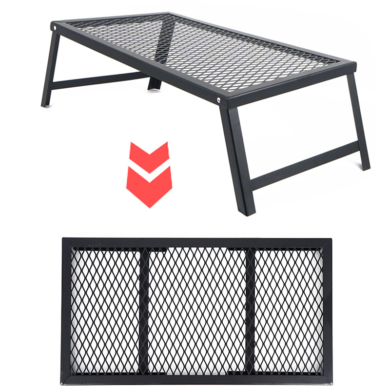 Steel Outdoor Folding Campfire Grill Grate For Cooking Foldable BBQ Grill Rack Heavy Duty Portable Camping Barbecue Accessories