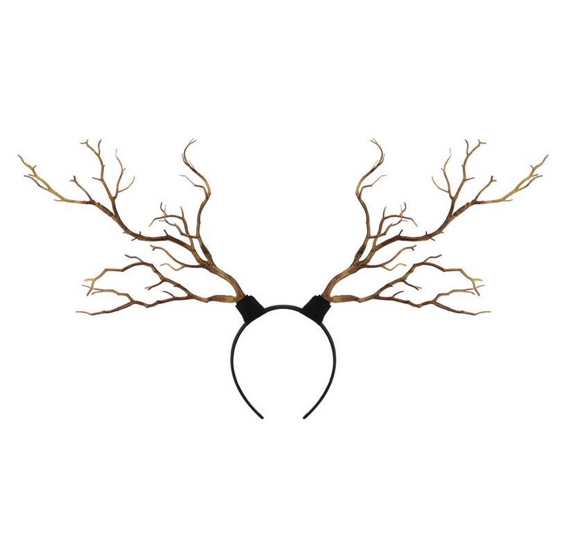Kerst Hoofdband Gothic Halloween Takken Gewei Kostuum Vrouwen Foto Props Fee Elegante Art Kunstmatige Gewei: light brown