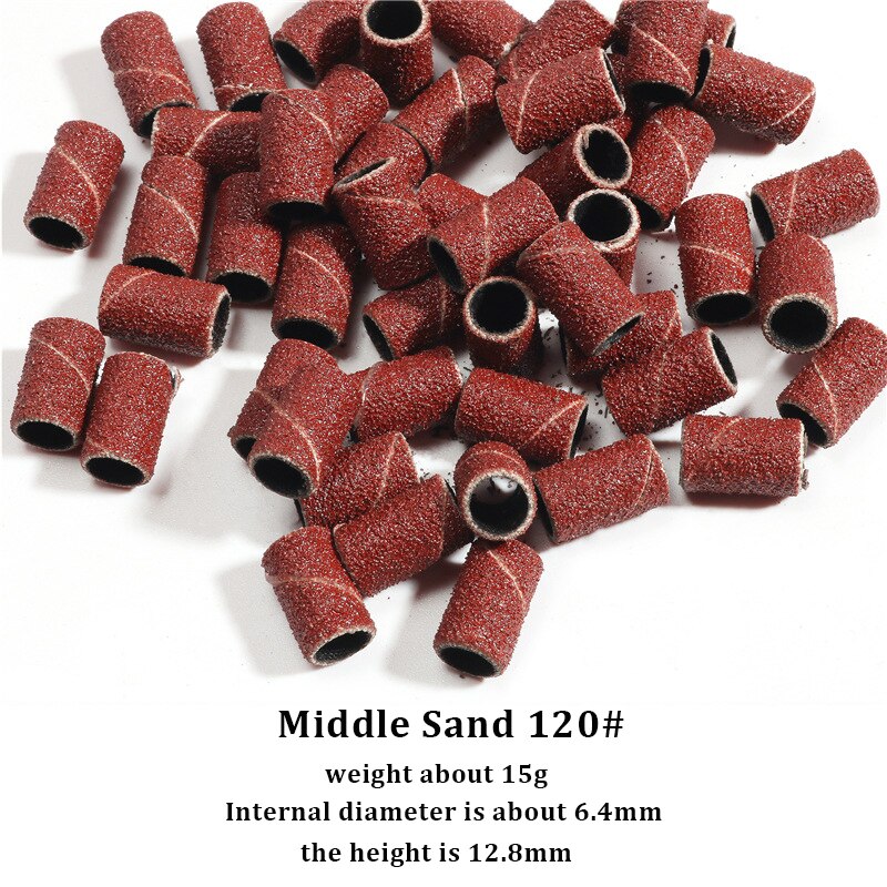 Cabezal cilíndrico para pulir uñas, pulir ruedas, pulir, especial, anillos de pulido, taladro de uñas, herramienta de manicura, 80 #120 #180 #50/100 paquete: 100pcs120
