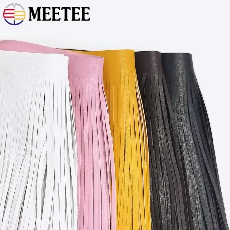 1 metro 10-30cm * 3mm PU cuero borla flecos decoración cinta de encaje DIY bolsos chaqueta falda ropa tela accesorios de costura