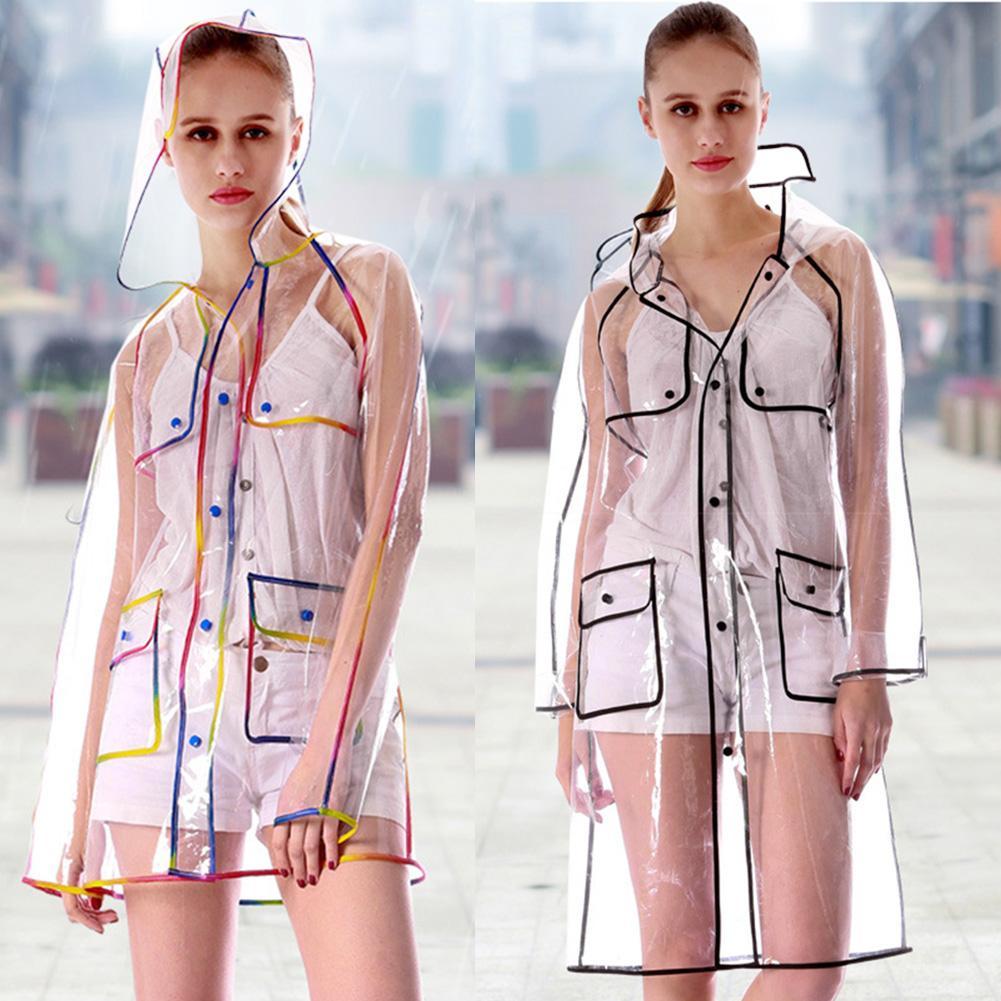 Chubasquero de plástico grueso transparente para mujer, ropa impermeable de viaje, Poncho para adultos, abrigo de lluvia al aire libre, nueva