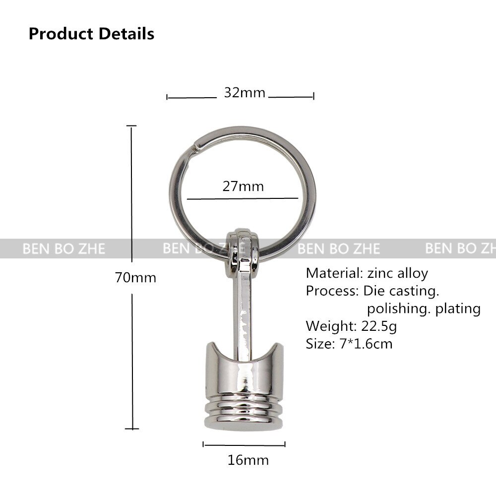 JDM car piston engine cylinder keychain turbo piston connecting rod key ring trend key ring accessories