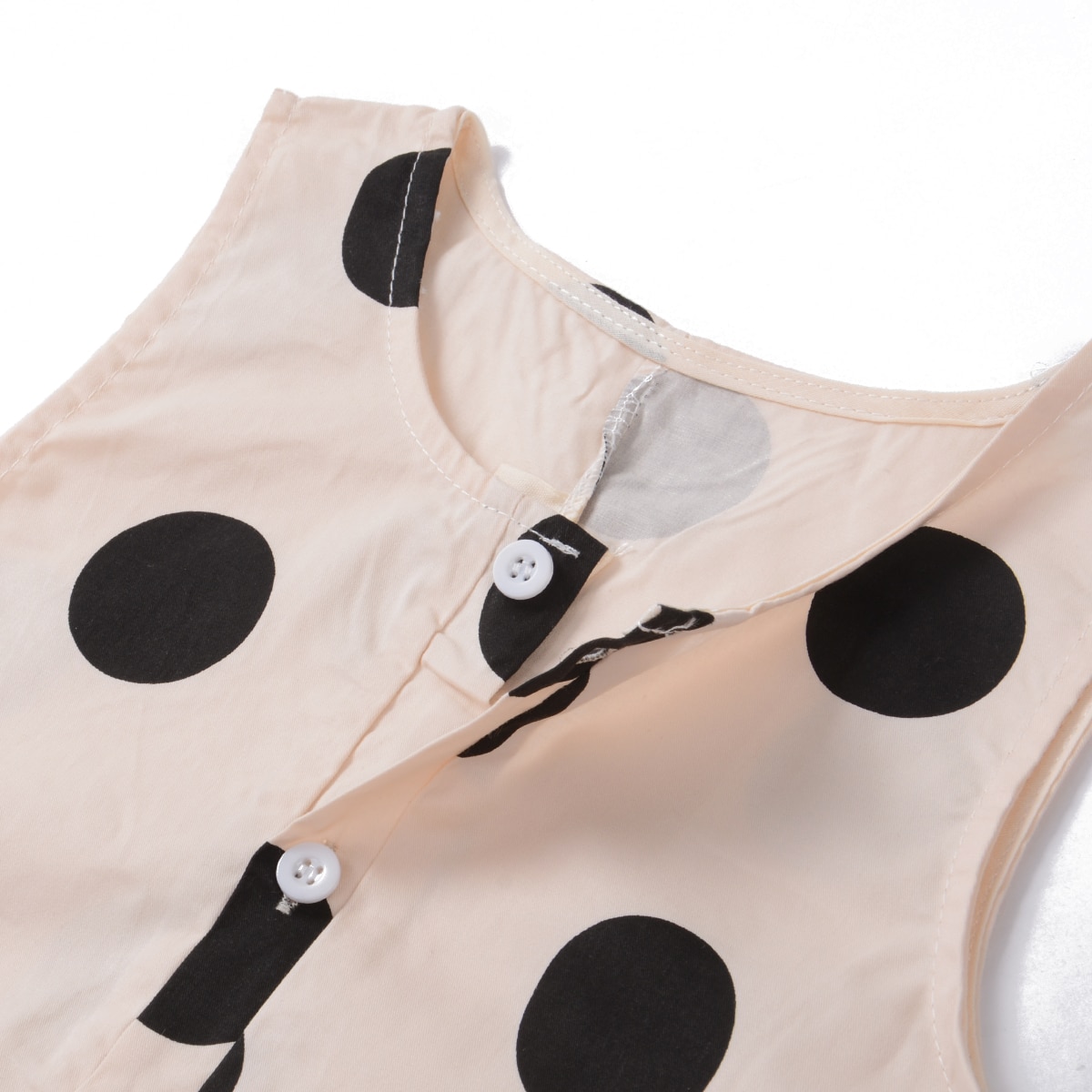 Bebis sommarkläder spädbarn barn flicka jumpsuit 100%  bomull mysig ärmlös buttondown lös prickig jumpsuit byxbyxa