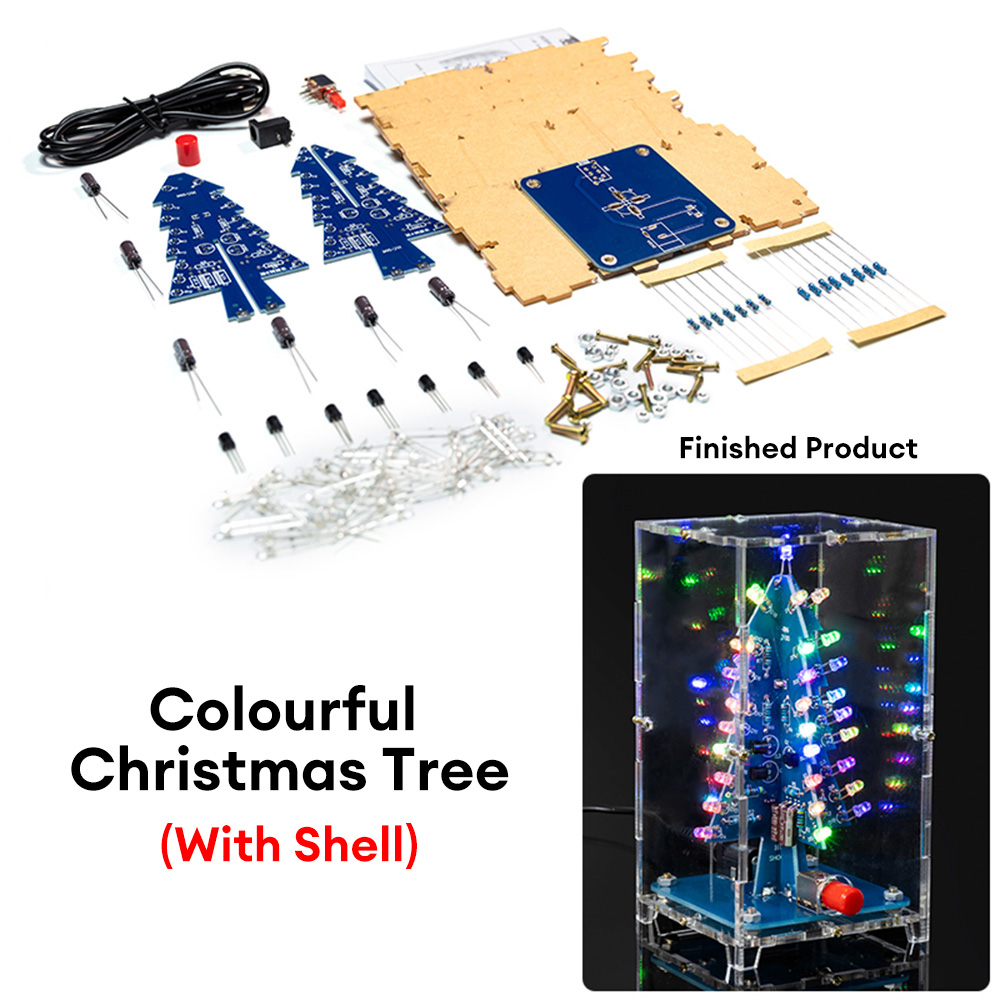 RGB LED blinkender Weihnachtsbaum DIY Bausätze Elektronik Lözehn Bunte 3D Weihnachtsbaum DIY Bausätze zum Lözehn Üben Lernen: Beige