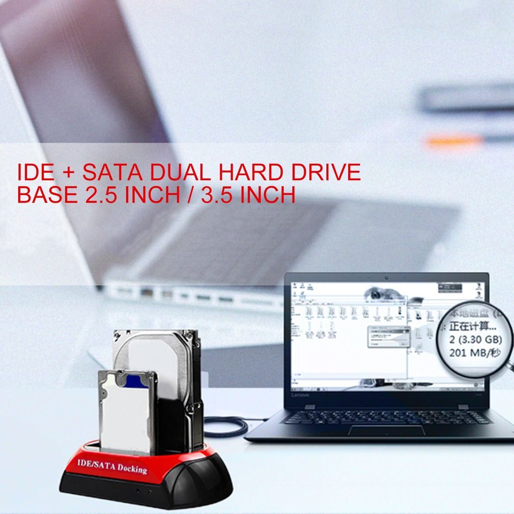 Station d'accueil pour disque dur ide sata usb 2.5 2.0 ( 3.5 "), double disque dur, prise eu/us/uk/au