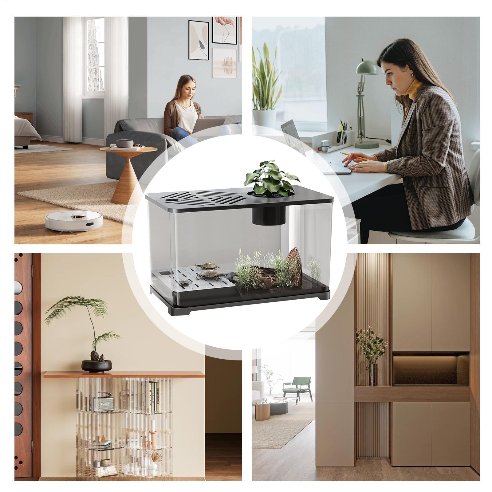 Akwarium na biurko, duży akwarium, pojemnik na akwarium, panoramiczne HD z miejscem robić odpoczynku dla żółwi, robić uprawy roślin wodnych, gupików.