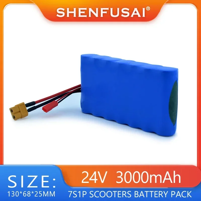 Roller-Akku, 24 V, 7S1P, 3000 mAh, Lithium-Ionen-Akku für kleine elektrische Einräder, Roller, Spielzeug, eingebauter 18650-Akku