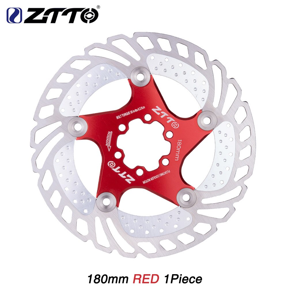 ZTTO-Rotor flotante para frenos de bicicleta, disco de refrigeración y enfriamiento, 203mm, 180mm, 160mm: Cooling 180mm Red