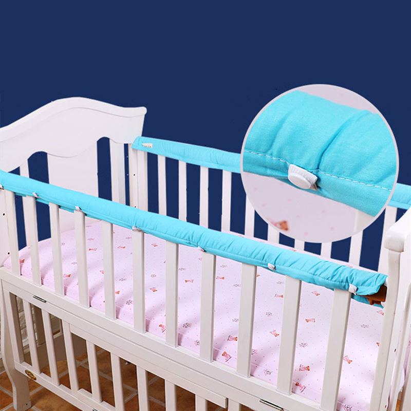 Bomuldstyk baby krybbe seng beskyttelses gelænderbeskytter 1 par krybbe kofangerstrimler til nyfødte baby sikkerhedsbeskyttelse kofangere 5 størrelser