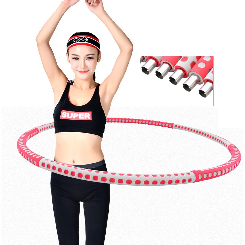 Detachable 6 Sections Foam Stainless Steel Sport Hoop Home Exercise Fitness Thin Waist Fitness Circle Crossfit Equipment