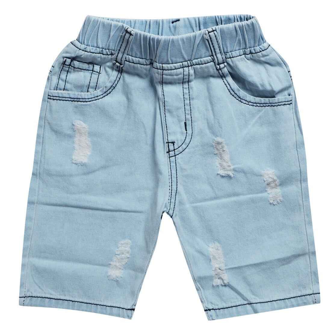 Børnetøj vasket denim drengens denim shorts børn hul casualshorts sommer shorts: 4t