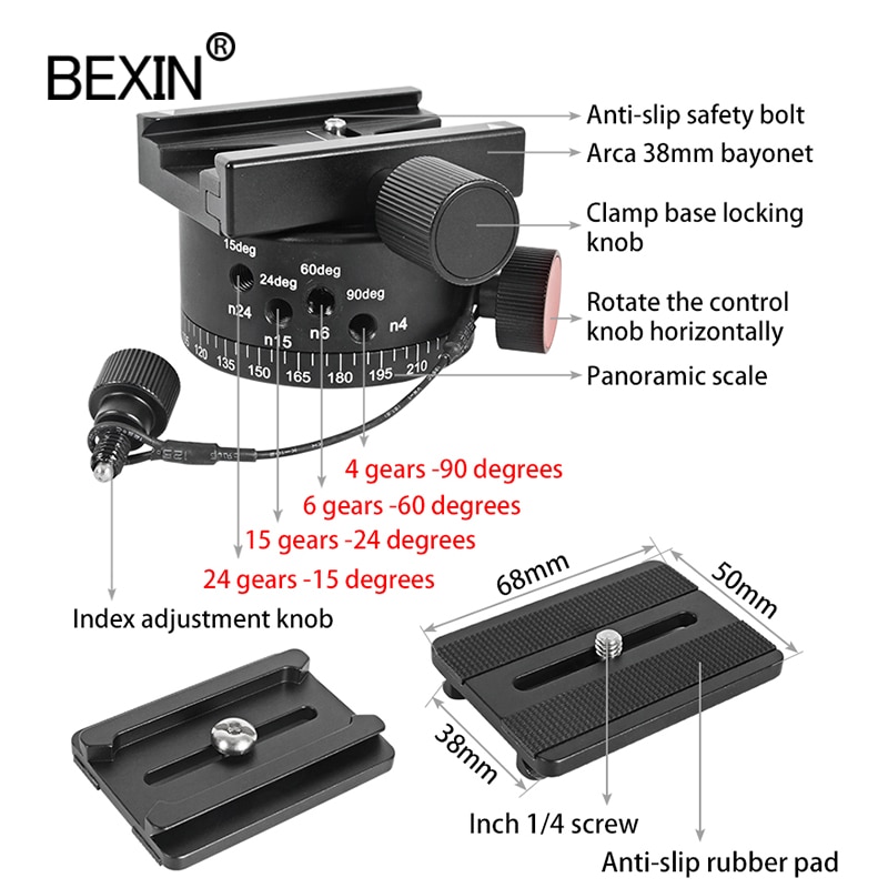 Quick Release Clamp Statief Hoofd Met Knooppunt Index Rotator Gat Panorama Panoramisch Hoofd Blind Spot Schieten Adapter Voor Camera