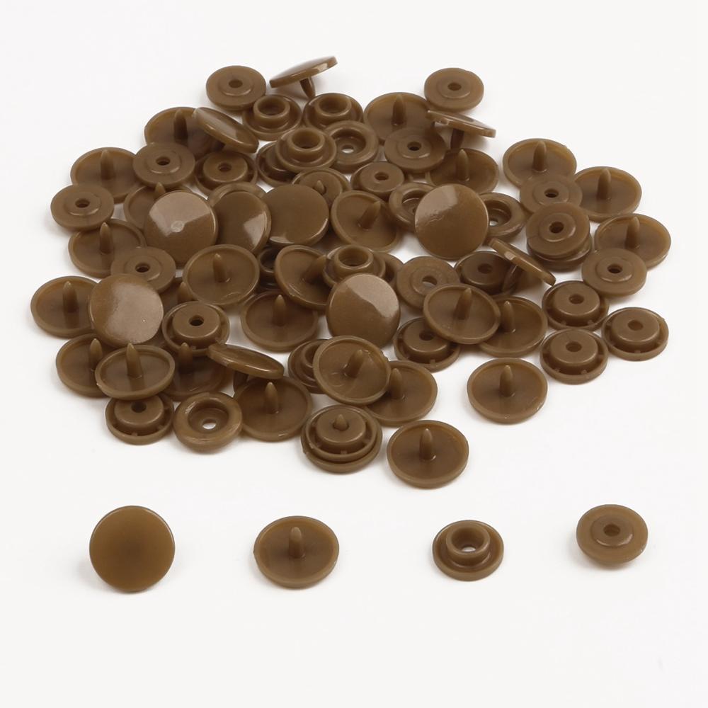Tryckknapp tång knapp 150 set  t5 mix plast harts knappar 12mm tryck kläde knapp press maskin sömnad verktyg tillbehör: Brun 150 st