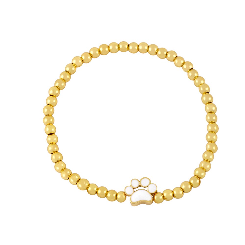 Flola kralenketting berenklauw bedeltje armband koper emaille schattige kleine berenarmbandjes voor dames sieraden brtf 02: Wit