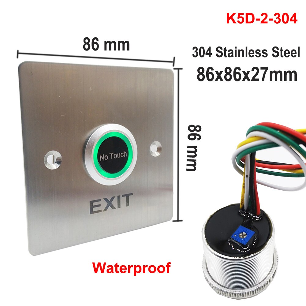 DC12V 24V IP68 Waterproof Time Delay Contactless No Touch Infrared Lock Exit Button Door Release Switch: K5D-2-304