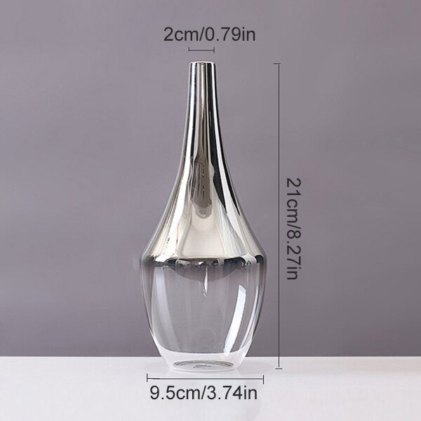 Nordisk glasvas silvergradient torkad blomvas skrivbordsprydnader heminredning roliga växter krukor inredning: C