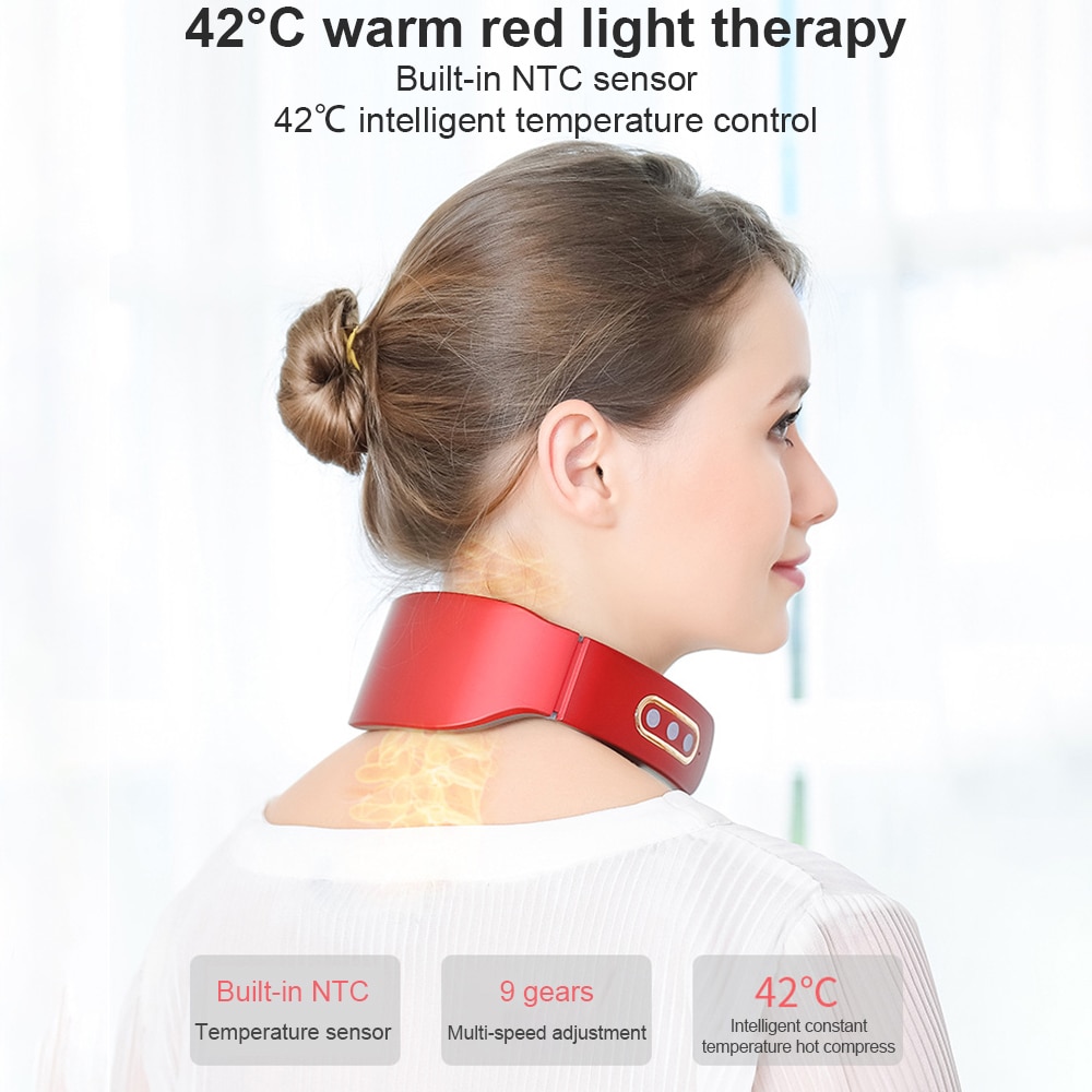 Smart Elektrische Nek Massager Cervicale Pijnbestrijding Verwarming Comprimeren Magnetische Puls 4D Gezondheidszorg Tool Ontspanning Fysiotherapie