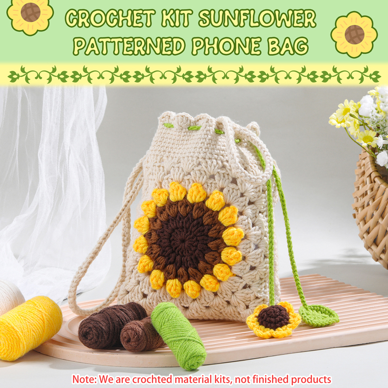 Kit de crochê para iniciantes e adultos com tutoriais de vídeo inclui gancho de crochê, fios e materiais de tricô para bolsa artesanal faça você mesmo