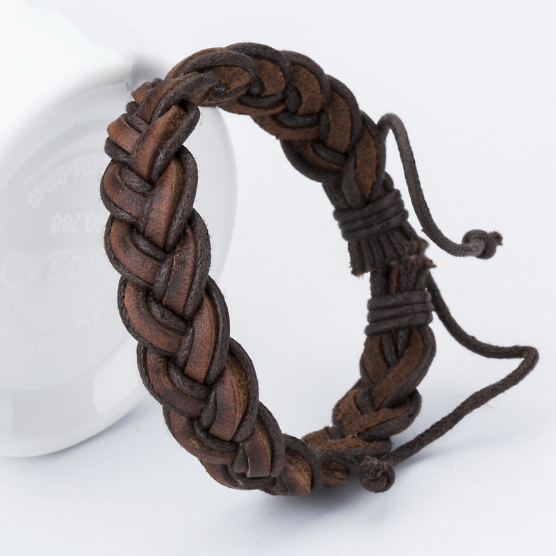 Armbänder Neue Charme Leder Armband männer Armbänder Beliebte Jungen DIY Verband Strang Handgemachte Webart Armbänder!: Brown1102