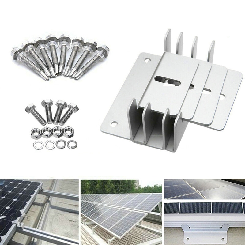 Soportes de montaje de Panel Solar de Metal en forma de Z, herramienta fija, soporte de techo de aluminio, para caravana, casa, barco, 1 Juego, 4 Uds.